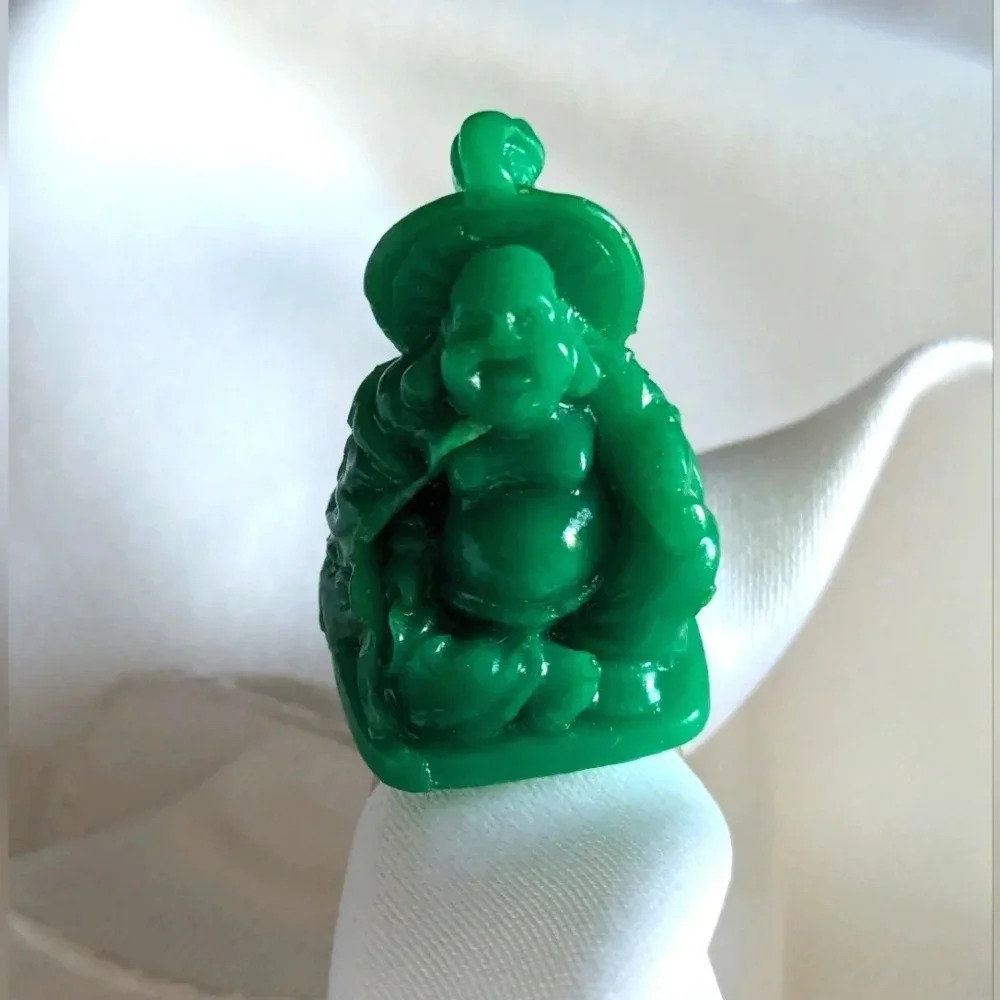 Buddha Ring- Handmade Unique Ring- Tall Huge Statement Jewelry- Green buddha